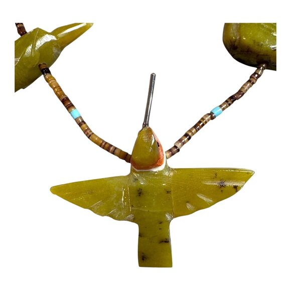 Matt Mitchell Native American Hummingbird Fetish Necklace Sterling Silver Heishi - Picture 11 of 16